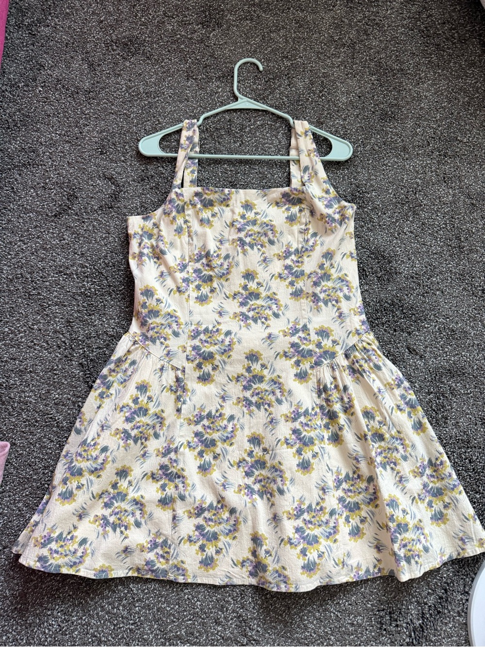 Abercrombie & Fitch Cream Floral Sundress with Blue and Yellow Blossoms